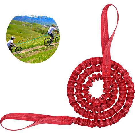 Corde de Remorquage Vélo Enfants, Corde élastique Extensible pour Enfants Corde élastique Universellement Durable, Compatible avec Tous Les Vélos de Montagne Rouge (1/5)