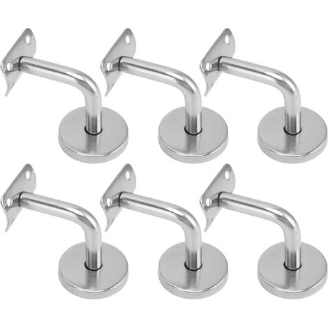 Lot de 6 supports de main courante muraux en acier inoxydable 304, robustes et adaptés aux rampes d'escalier. (1/5)