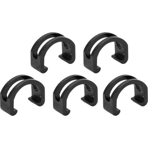 Lot de 5 serre-câbles vélo aluminium, type U, réutilisables, fixation rapide pour accessoires vélo - Noir (1/5)