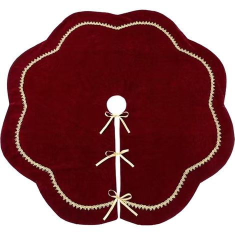 Jupe Pour Arbre De Noël - Velours Rouge - Diamètre 90 Cm - Décoration De Base D'Arbre - 1 Pièce (1/5)