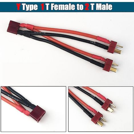 Connecteur de batterie parallèle XT60, câble mâle/femelle, rallonge double en Y/3 voies, fil silicone 14 AWG F (1/5)
