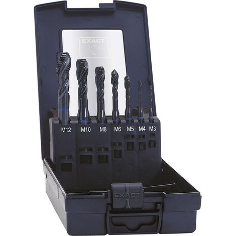 Exact 43654 Maschinengewindebohrer 7teilig metrisch M3, M4, M5, M6, M8, M10, M12 Rechtsschneidend (1/2)