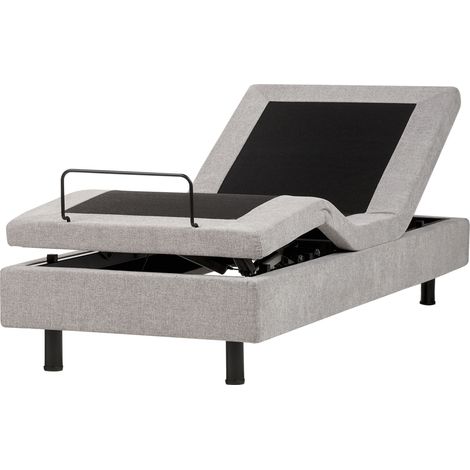 Cama articulada eléctrica moderna mando a distancia ajustable sin cabecero poliéster gris claro 80 x 200 cm Duke II (1/5)