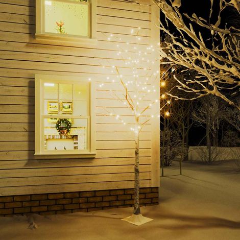 vidaXL Abedul artificial blanco con 128 LED blanco cálido 220 cm (1/5)
