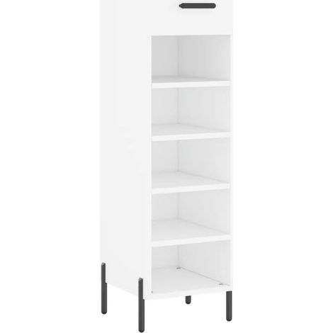 Scarpiera bianca 30 x 35 x 105 cm con cassetto a 5 scomparti stile industriale legno composito bianco 020048739