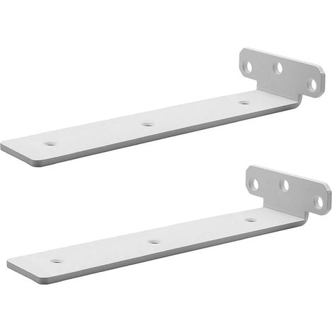 Lot de 2 supports d'étagère muraux épais blancs de 25 cm, support en L en métal à angle droit (1/5)