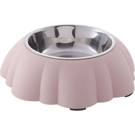 Gamelle en acier inoxydable en forme de citrouille pour chien et chat avec design anti-renversement pour nourriture et eau pour animaux de compagnie de petite taille 21,5 x 6,5 cm (rose)