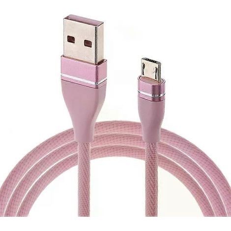 Câble de charge USB vers micro USB - 1 m, gaine en nylon rose - Compatible avec Galaxy, Huawei, Xiaomi, LG et HTC (rose) (1/3)