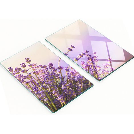 Juego de tablas de cocina de vidrio templado con dise帽o de lavanda, 2 x 30 x 52 cm.
