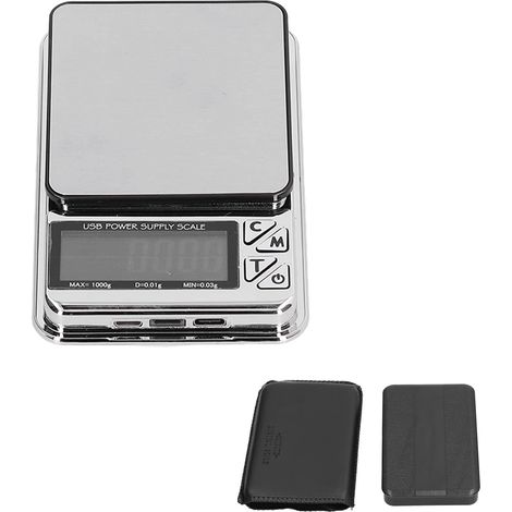 Piccola bilancia di precisione in grammi, 1000G 0,01G 7 unità display LCD medicina gioielli polvere tascabile digitale elettronica di precisione retroilluminata portatile schermo da cucina funzione ta (1/4)