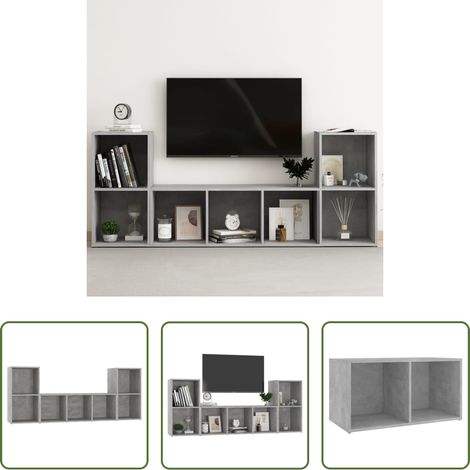 Meuble de salon - Ensemble de meubles TV 3 pcs Gris béton Bois d'ingénierie (1/5)
