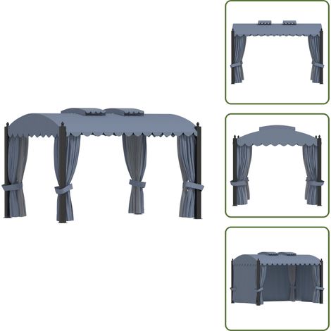 Barbacoa - vidaXL Cenador con cortinas acero gris antracita 3x4 m - Reunión familiar