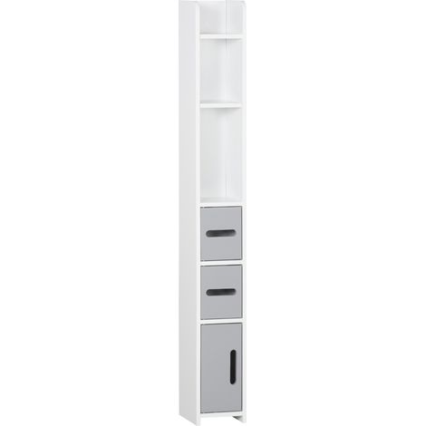 Colonne salle de bain H. 120 cm - multi-rangement - blanc gris (1/5)