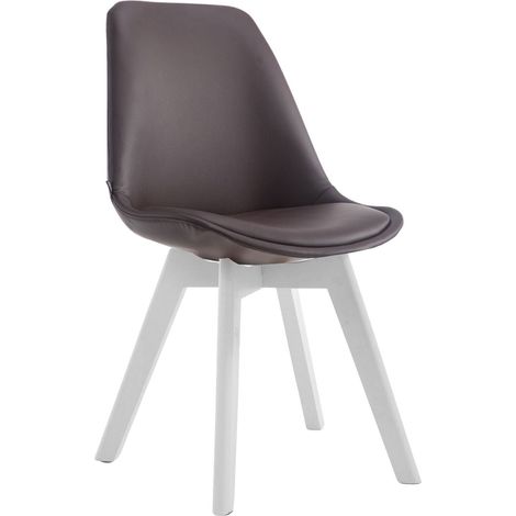 Chaise de salle à manger x1 style scandinave en PVC marron support 4 pieds en bois couleur blanc 100003752