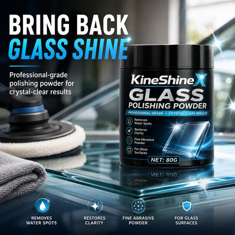 KineShineX Glaspolierpulver für Autowindschutzscheiben, entfernt Wasserflecken, Ölfilm und Wasserflecken, hellt auf und poliert. (1/5)