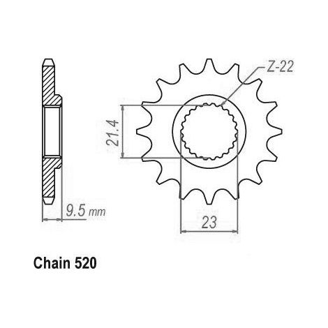 Pignon Yamaha XTE 600 1999 - 520 - 14 Dents - Similaire JTF1577
