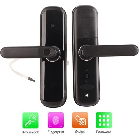 Serrure de Porte Intelligente à Clavier Serrure électronique avec poignée à Empreinte Digitale Serrure de Porte à pêne Dormant pour Bureau à Domicile Appartement hôtel (1/4)