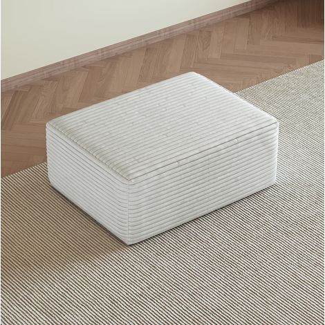 Ottomán (100x21.5x21.5 cm), sin montaje, tejido de corduroy, blanco (1/5)