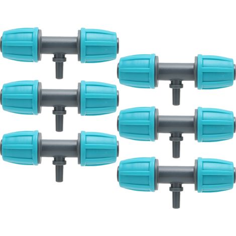 Lot de 10 raccords de tuyau d'irrigation 16mm vers 4/7mm à clipser, adaptateur en T pour arrosage jardin et jardinage, pièces PE pour système de micro-aspersion extérieur. (1/5)
