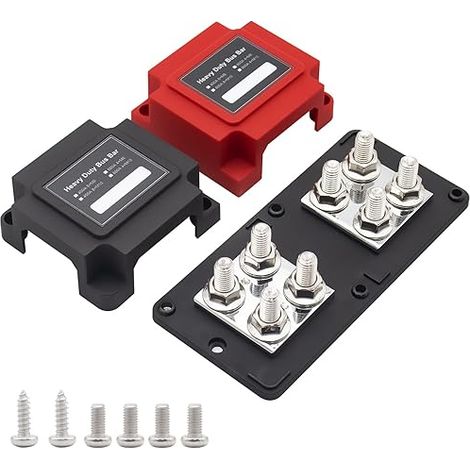 STANEW busbar box Barres de bus solides et robustes Boîtier 8 x 3/8" M10 de module robuste DC48 V robuste avec module de distribution de courant Noir Noir Rouge (1/5)