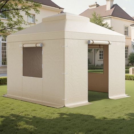 VEVOR Copertura Invernale per Gazebo, per Gazebo Rigidi da 3,07 x 3,07 m, Copertura a Due livelli per Tutte le Stagioni con Pareti Laterali e Finestre in Rete, per Ripari Chiusi, Gazebo non Inclusi