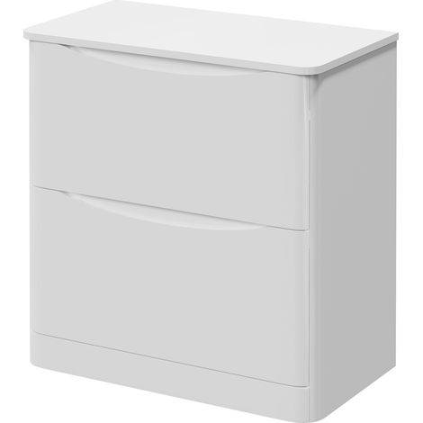 Vela Gloss White 800mm Floor Standing 2 Drawer Vanity Unit for Countertop Basins