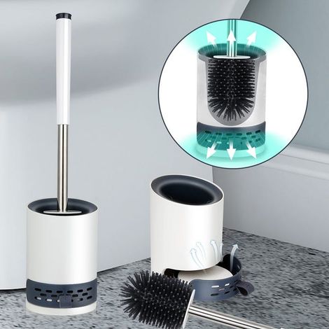 2x Silikon-Toilettenbürste, WC-Bürste mit schnell trocknendem Halter, versteckte Pinzette, Silikon-Toilettenbürste für Badezimmer-WC