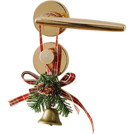 Pendentif élégant en velours avec nœud papillon et clochettes en forme de pomme de pin - Charmant petit ornement pour sapin de Noël et décoration de fêtes. (1/4)