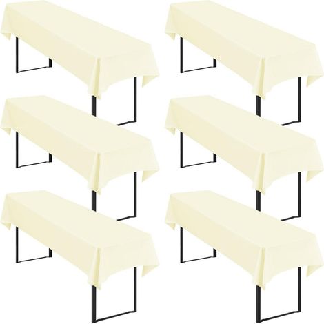 Set de 6 nappes de table de bière Beige 250x100cm, facile d'entretien & lavable
