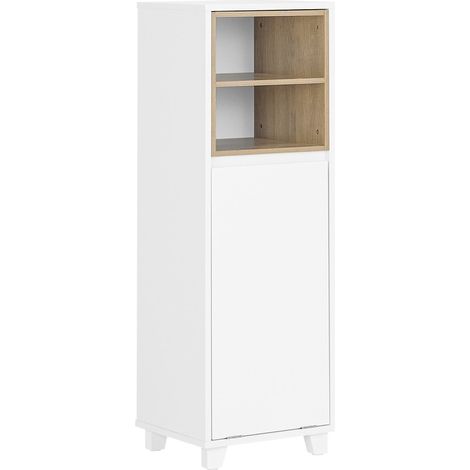 SoBuy Mobiletto da bagno con cesto portabiancheria Mobiletto salvaspazio Cassettiera Bagno 35x30x105cm Bianco BZR146-W