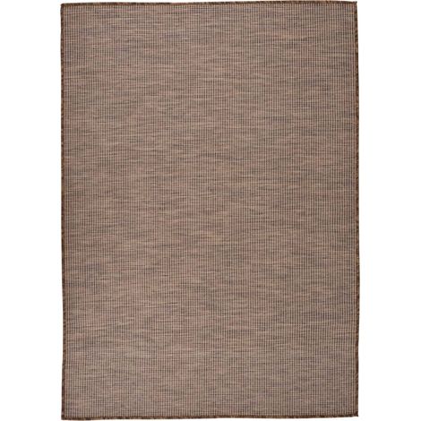 Tapis à tissage plat d'extérieur, Tapis de jardin, Balcon 140x200 cm Marron FYH50683 (1/5)