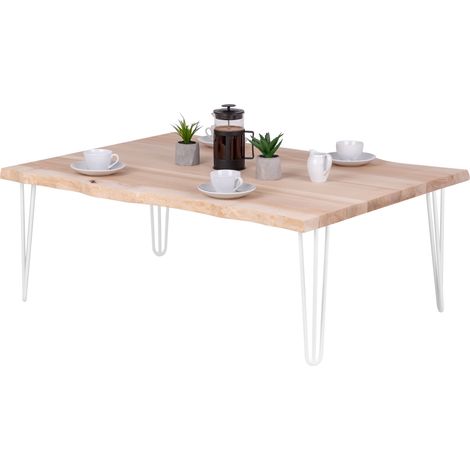 LAMO Manufacture Banc pour table, tabouret pour salle è manger, plateau avec bord naturel 120x80x47cm (long. x larg. x haut.), Creative, frène sévère, Blanc, LWB-01-A-001--9016Cr (1/4)
