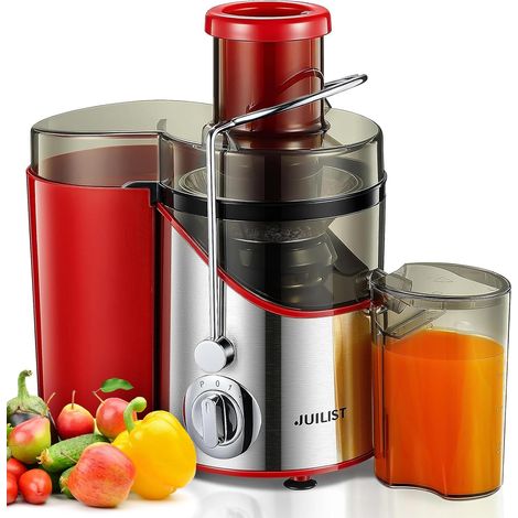 Centrifugeuse Extracteur de Jus, pour fruits et Légumes, Goulotte d'Alimentation 65 mm, 3 Réglages, Avec Brosse de Nettoyage, Facile à Nettoyer, Sans BPA, Rouge (1/5)
