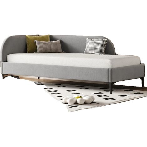 Divano letto, tessuto in velluto, design moderno di metà secolo, funzionalità salvaspazio, grigio (1/2)