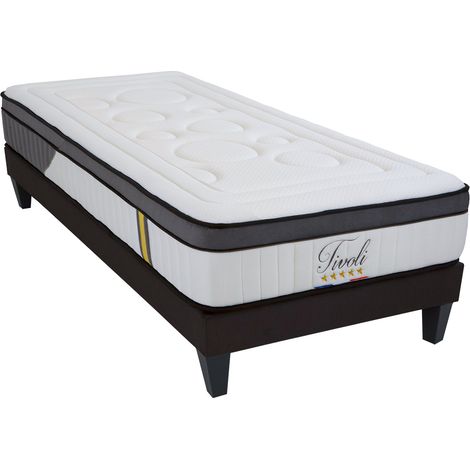 BELLECOUR LITERIE Pack TIVOLI 90x190 cm Matelas Mémoire de forme + Sommier Bois + Protège matelas anti punaise (1/5)