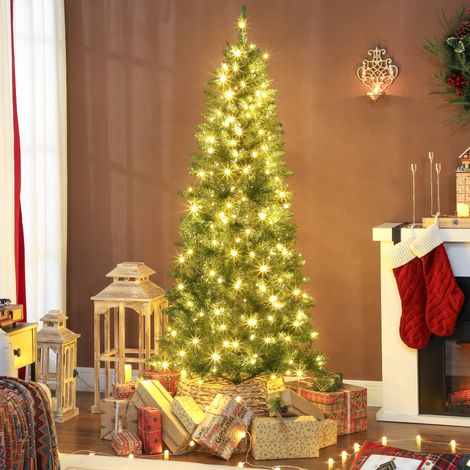 Albero di Natale 180 cm Artificiale con Luci Incorporate Bianche e Colorate in 9 Modalità e 899 Rami Ignifughi, Albero Abete di Natale Folto Realistico con Base in Metallo Pieghevole per Casa (1/5)
