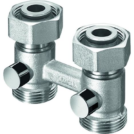 Rubinetto doppio attacco con serratura, passaggio 3/4" AG x 3/4" IT, nichel opaco SCHELL