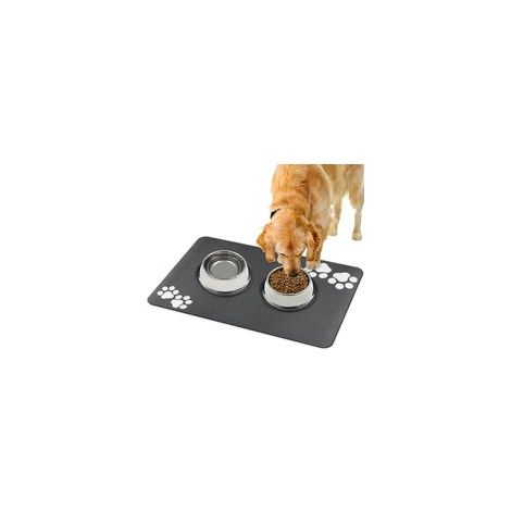 Tapis de sol en boue de diatomée pour animaux de compagnie - tapis de repas pour chat et chien - tapis de bol anti-déversement imperméable et facile à nettoyer 60 x 40 cm - gris antidérapant