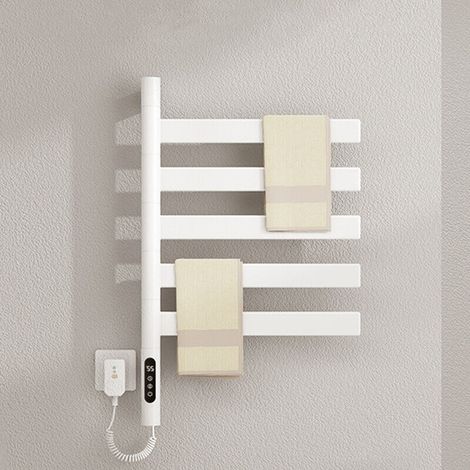 Porte-serviettes chauffant électrique rotatif, élimination des bactéries et des acariens, économie d'énergie,Sèche-Serviettes électrique,Chauffage à 360°,Blanc (1/4)