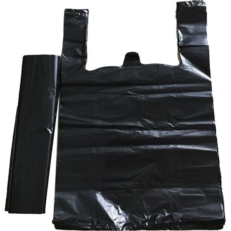 50PCS Trash Bag Black Garbage Bag Thickened PE Large Capacity Vest Type Trash Can Liner for Home Kitchen Office