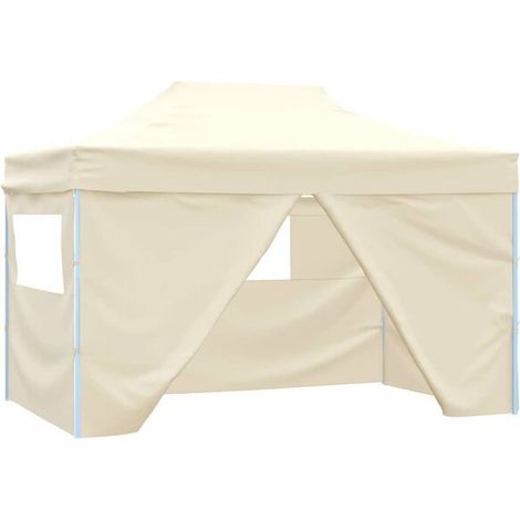 Tente de Réception avec Parois Pliable 3x4cm Crème Acier - Chapiteau Événement Jardin-x (1/5)
