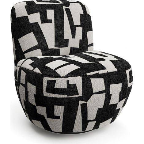 Fauteuil de salon pivotant en tissu texturé à motif anthracite foncé (1/5)