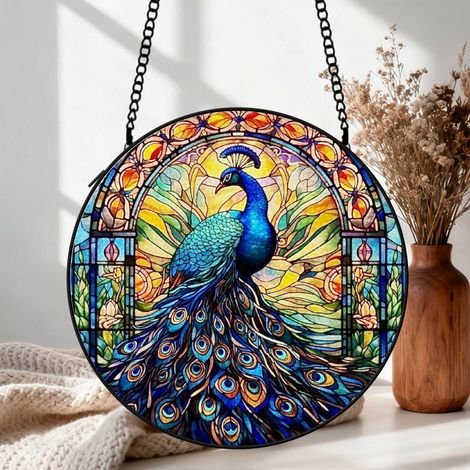 Suspension vitrail poisson attrape-soleil 25 cm décoration fenêtre cadeau intérieur (1/5)