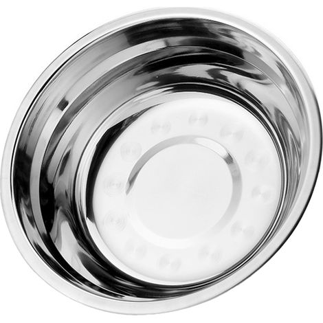 26 cm dicke und robuste Edelstahl-Rührschüssel mit hohem Rand und Spiegelglanz. (1/5)