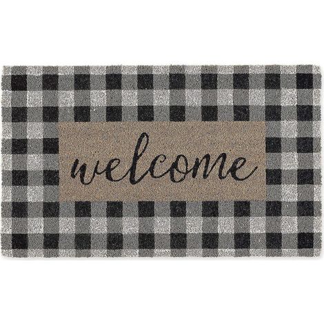 Paillasson en fibre de coco naturelle, motif damier, 45,7 x 76,2 cm (1/5)