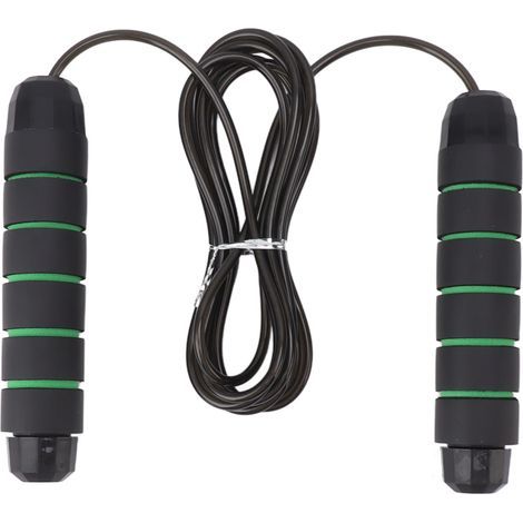 Corde à sauter de poids, brûle des Calories, poignée en éponge, empêche les emmêlements, entraînement physique, 406g, noir, vert (1/5)