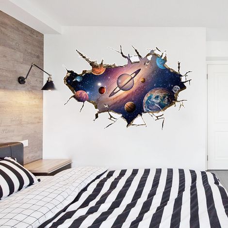 1 Lot Sticker mural, Vinyle imperméable, Design cosmos, Résistant UV, Pour chambre enfant et salle de bain(Q3 : Nouveaux produits pour le mois d'août) (1/5)