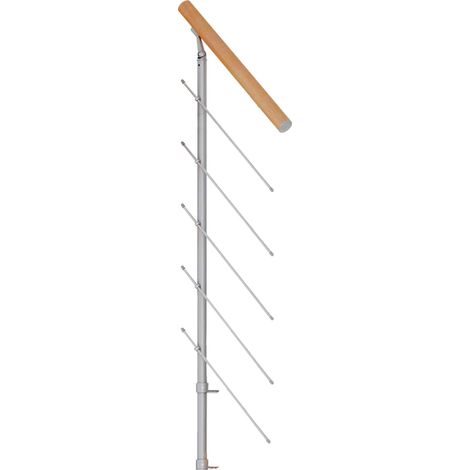 Dolle Geländerelement inkl. Holzhandlauf Buche mitlaufende Edelstahlstäbe UK Perlgrau - Cork, Dublin, Basel