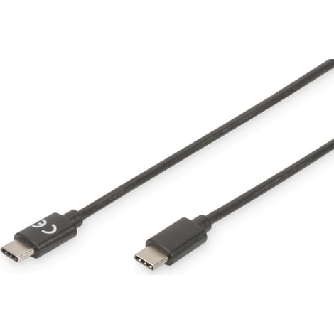 Digitus USB-Kabel USB 2.0 USB-C® Stecker, USB-C® Stecker 1.80 m Schwarz Rund, beidseitig verwendbar (1/3)