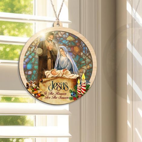 ornements de noël cadeaux religieux scène la nativité spirituel foi chrétienne décoration d'arbre 1 pièces (1/5)